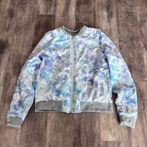 Ivivva by Lululemon Reversible Wherever You Go Bomber Jacket - Floral & Gray